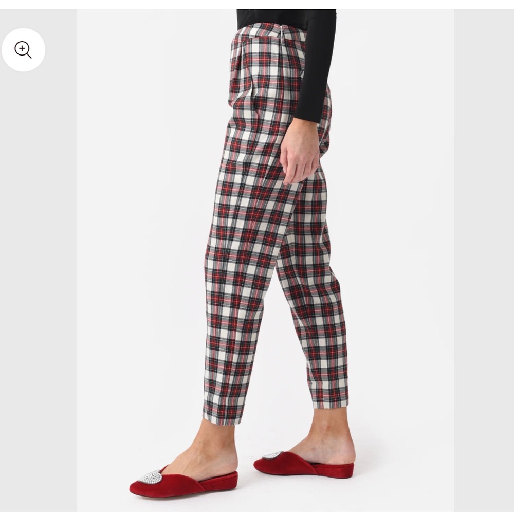 NWT‎ Hunter Bell Melina Pant Red/Multi Plaid Sz 2